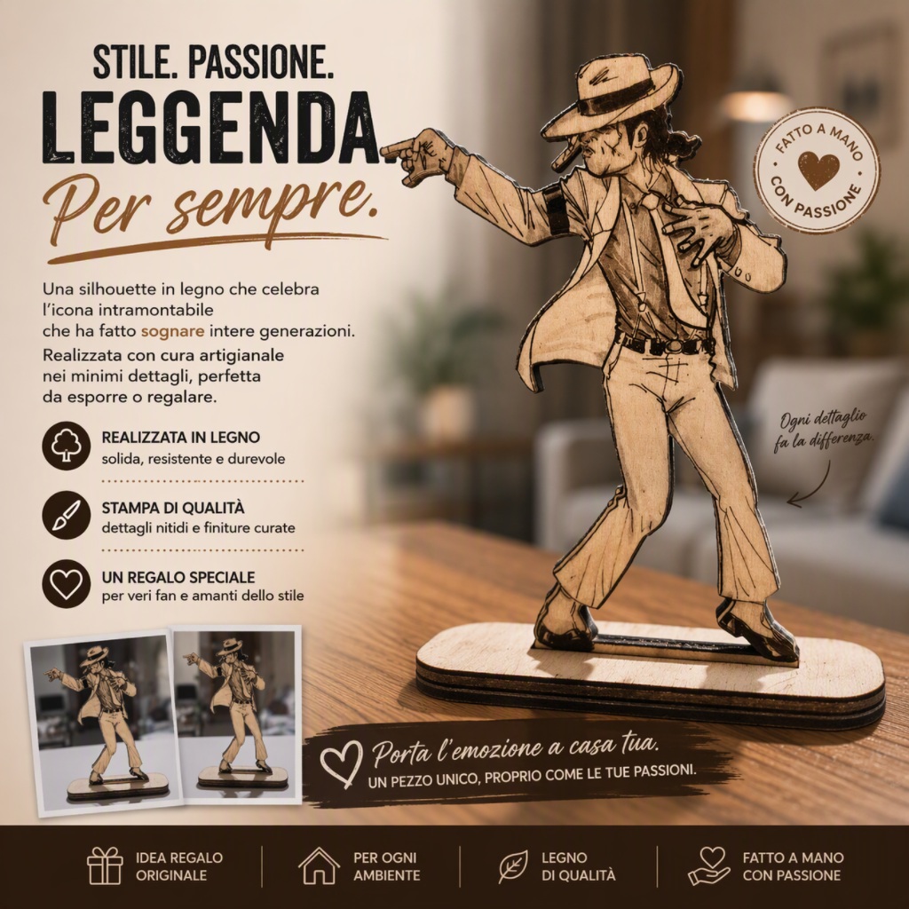 Statuina in legno con stampa e resina UV
Misure: 20x10cm spessore 4 mm
Non è solo un oggetto decorativo.
È un piccolo frammento di storia, capace di riportare alla mente ricordi, sorrisi e momenti condivisi.
Realizzato in legno e curato nei minimi dettagli, è il regalo perfetto per chi ama le grandi icone che hanno lasciato il segno.
✨ Un pezzo unico, proprio come le tue emozioni.
#RicordiCheIspirano #ArtigianatoItaliano #LegnoDecorativo #fattoamanoconamore