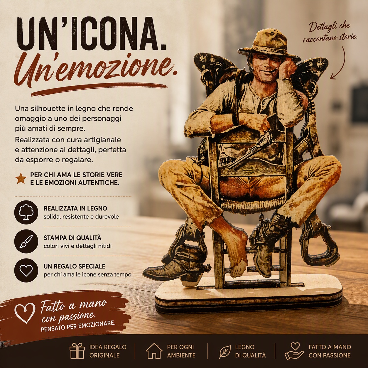 Statuina in legno con stampa e resina UV
Misure: 20x10cm spessore 4 mm
Non è solo un oggetto decorativo.
È un piccolo frammento di storia, capace di riportare alla mente ricordi, sorrisi e momenti condivisi.
Realizzato in legno e curato nei minimi dettagli, è il regalo perfetto per chi ama le grandi icone che hanno lasciato il segno.
✨ Un pezzo unico, proprio come le tue emozioni.
#RicordiCheIspirano #ArtigianatoItaliano #LegnoDecorativo #fattoamanoconamore
