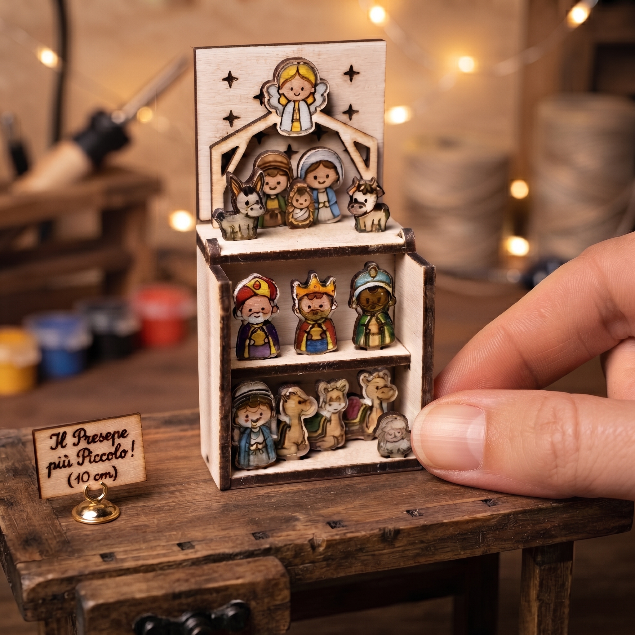 MINI PRESEPE A COLORI UV
Il miracolo del Natale sta nei piccoli dettagli... Anzi, nei micro-dettagli! 🪵✨
Un presepe artigianale interamente in legno, dipinto con colori UV, che aperto misura appena 10 cm.
Un'idea regalo unica, fatta a mano con amore e precisione millimetrica. 🎁
👇 Scrivimi in DM per info